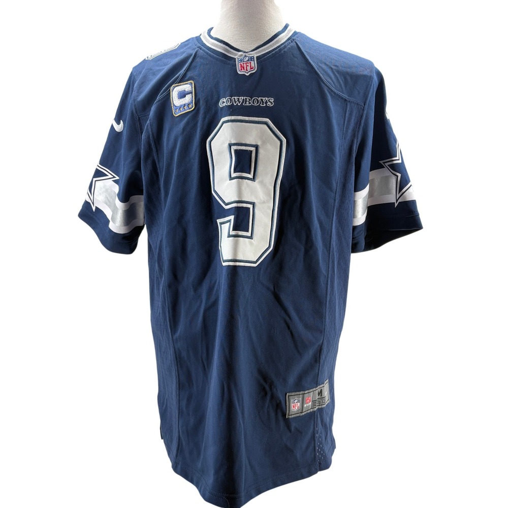 Nike Dallas Cowboys Tony Romo 9 Jersey Mens Medium Navy Blue Captain Patch NFL